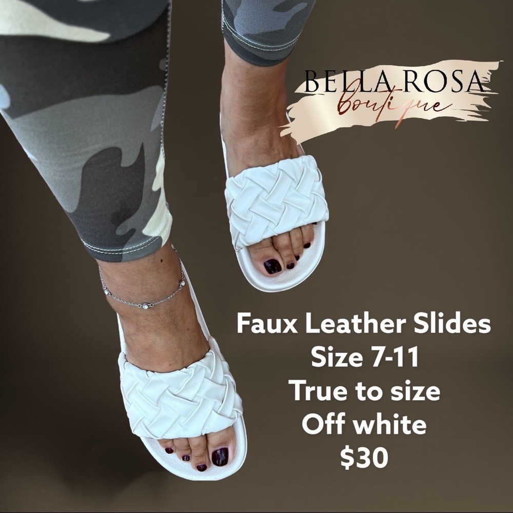 Faux Leather Slides